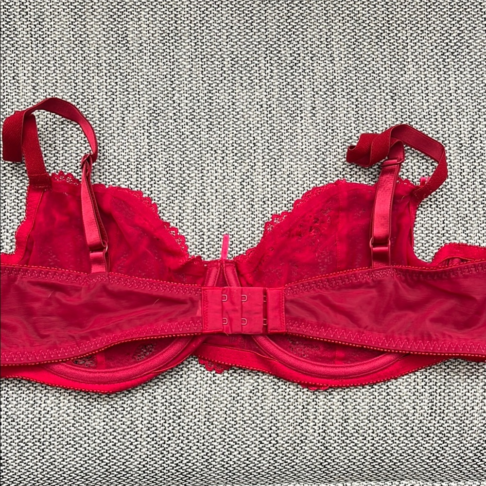 Sheer Lace Underwire Bra in Red - Picture 3 of 3